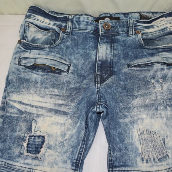 Men’s Focus Company Co Distressed Acid Washed Demin Skater Jeans size 34x32 - Picture 3 of 11